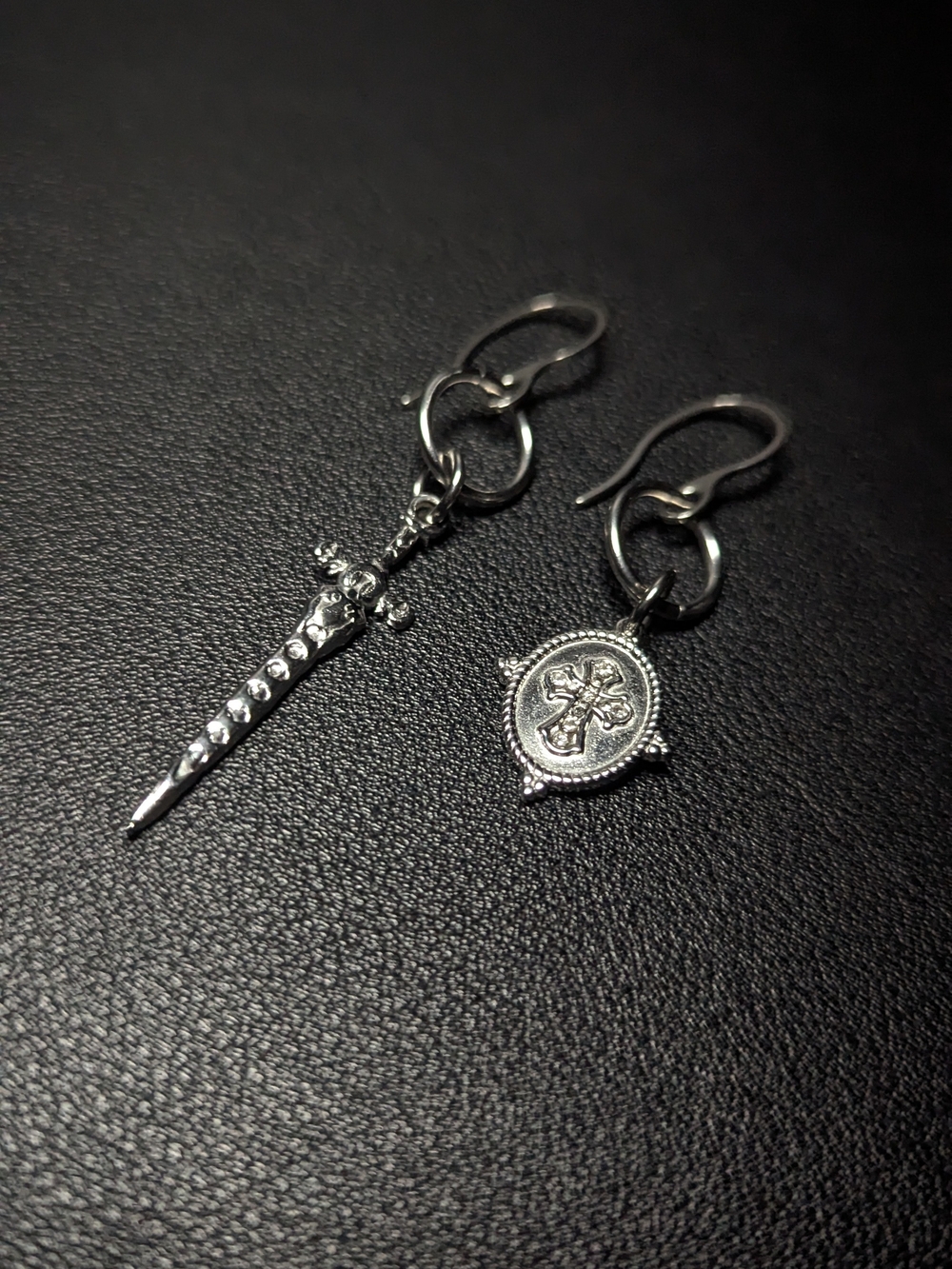 Sword and Shield All Stainless Steel Dangle Earrings